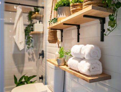10 inspiracji na urządzenie łazienki w małych przestrzeniach z wykorzystaniem regałów
