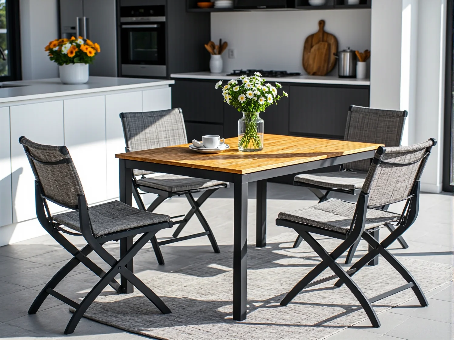 Aranżacja małego balkonu z meblami wielofunkcyjnymi, które pasują również do salonu.