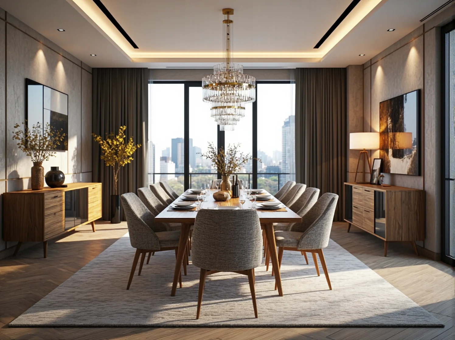 10 inspiracji na urządzenie jadalni w stylu glamour z kryształowymi akcentami