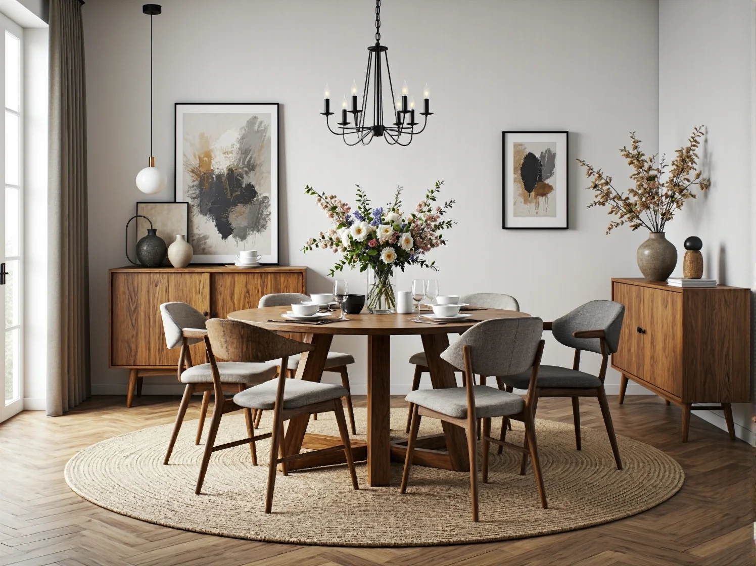 Wnętrze, w którym młodzi projektanci odważnie miksują style klasyczne z nowoczesnymi elementami.