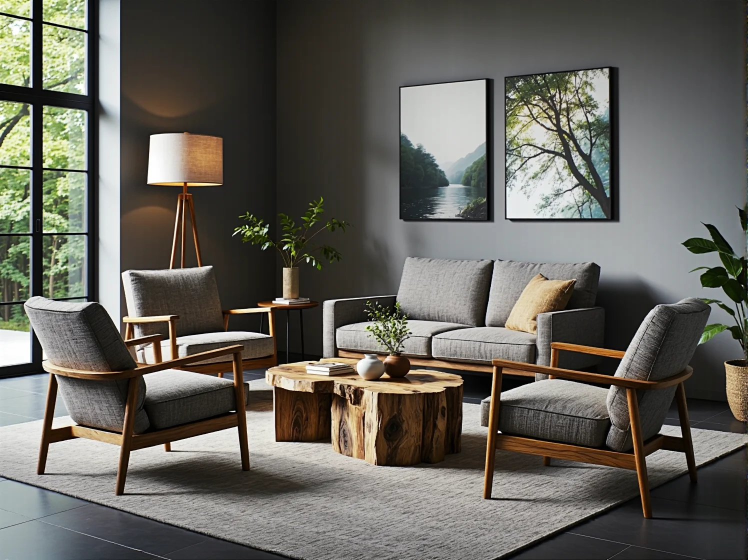 Ergonomiczne krzesło biurowe i stół wykonany z certyfikowanego drewna