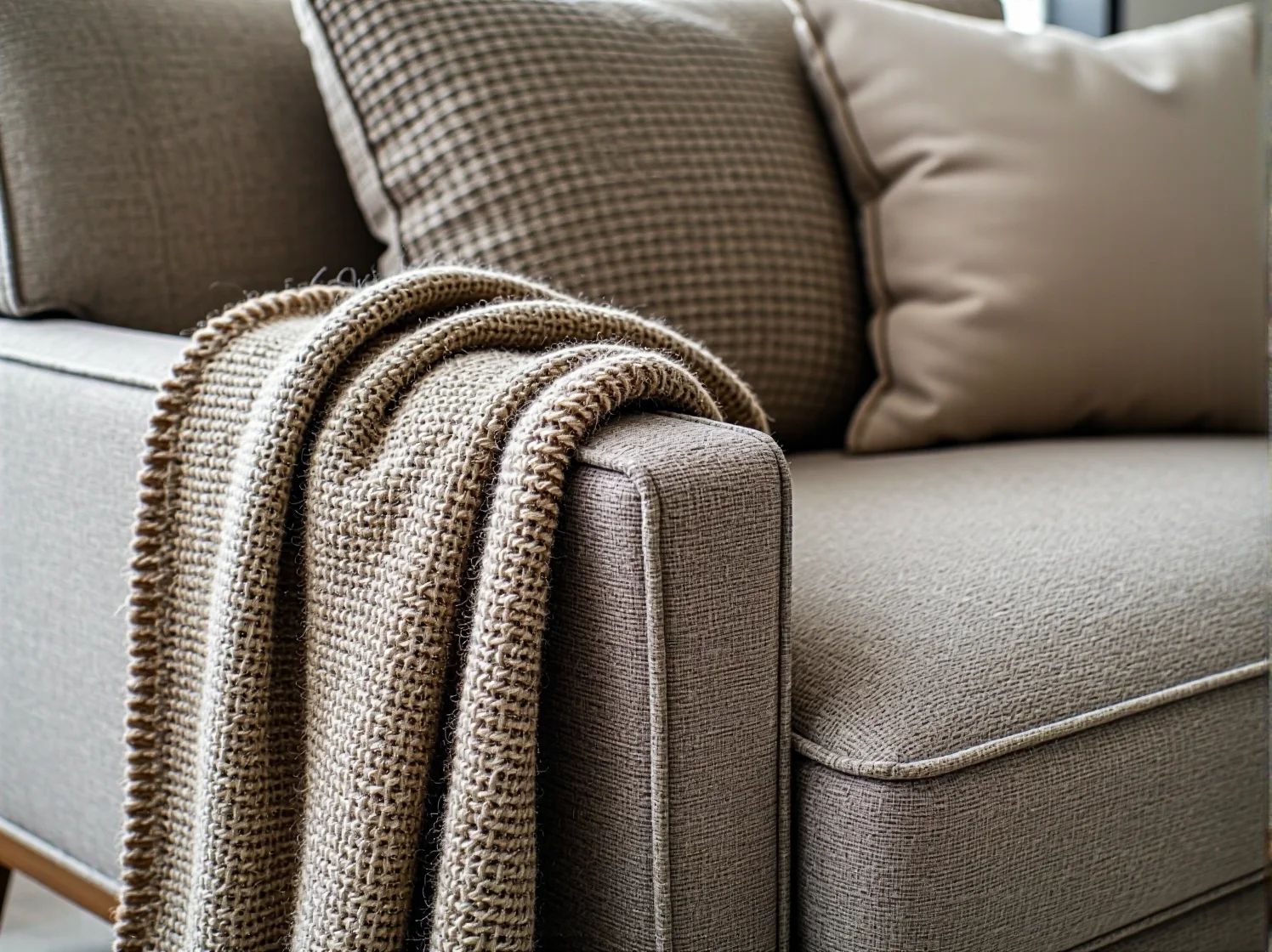 Zielone rośliny doniczkowe i naturalne drewniane dekoracje ocieplające skandynawskie wnętrze.