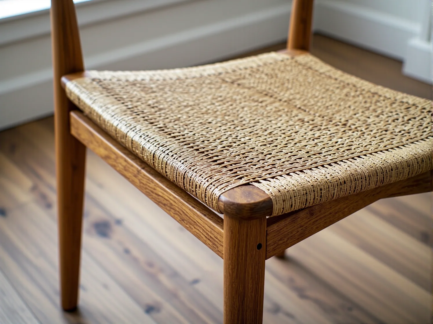 Zbliżenie na detal mebla, gdzie rzemiosło łączy się z innowacyjnym materiałem. Inspiracja dla projektantów.