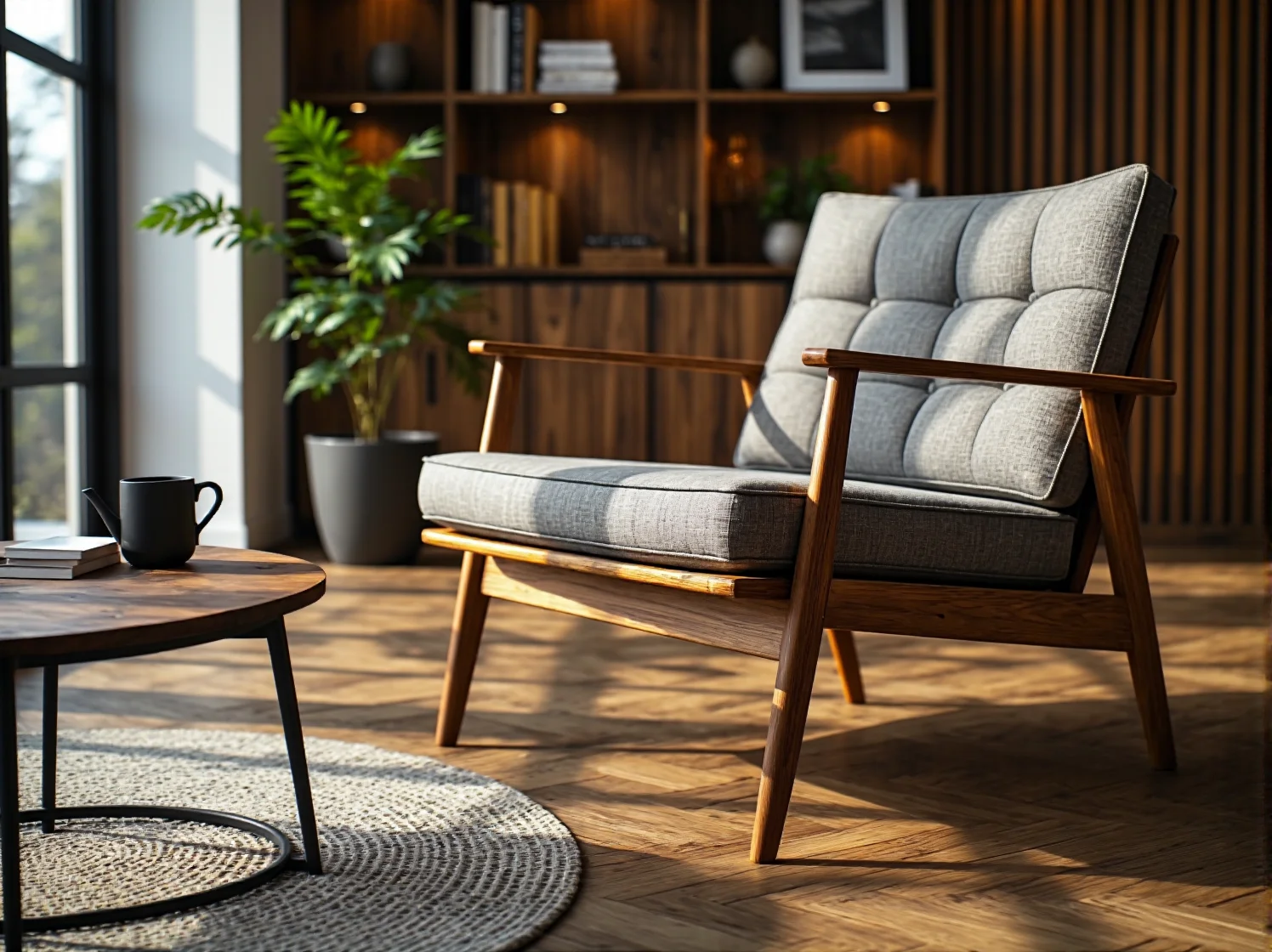 Metalowo-drewniana półka retro w mieszkaniu. Praktyczne rozwiązanie do przechowywania książek.