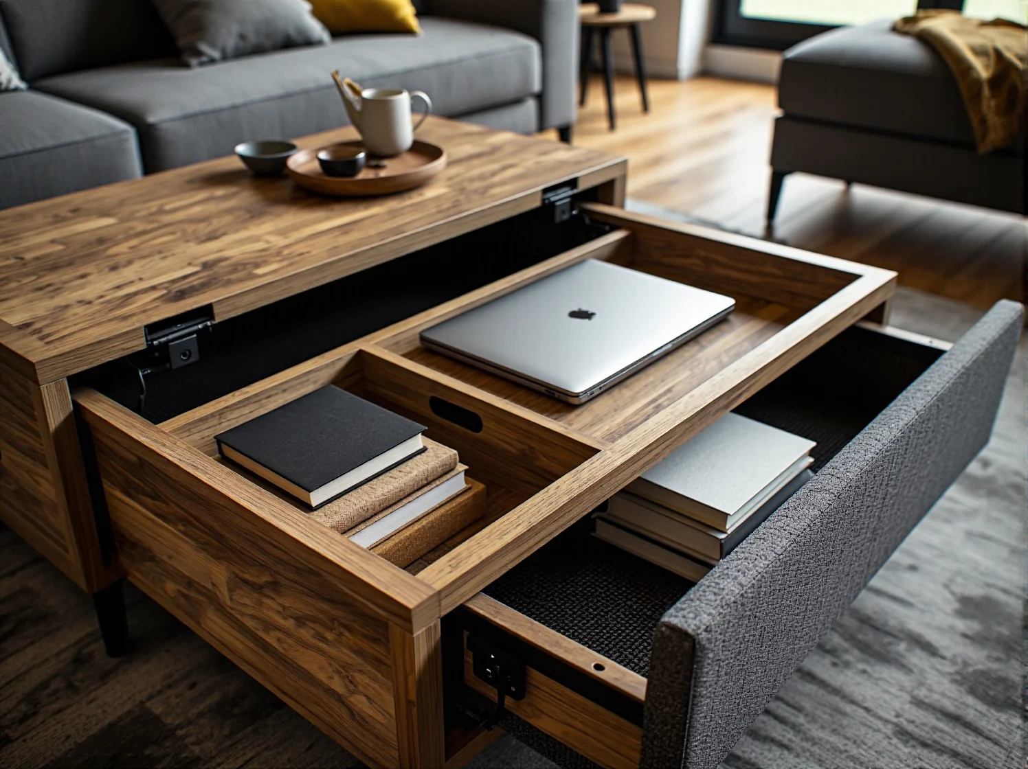 Rozkładana sofa z pojemnikiem, idealne rozwiązanie do małego mieszkania.