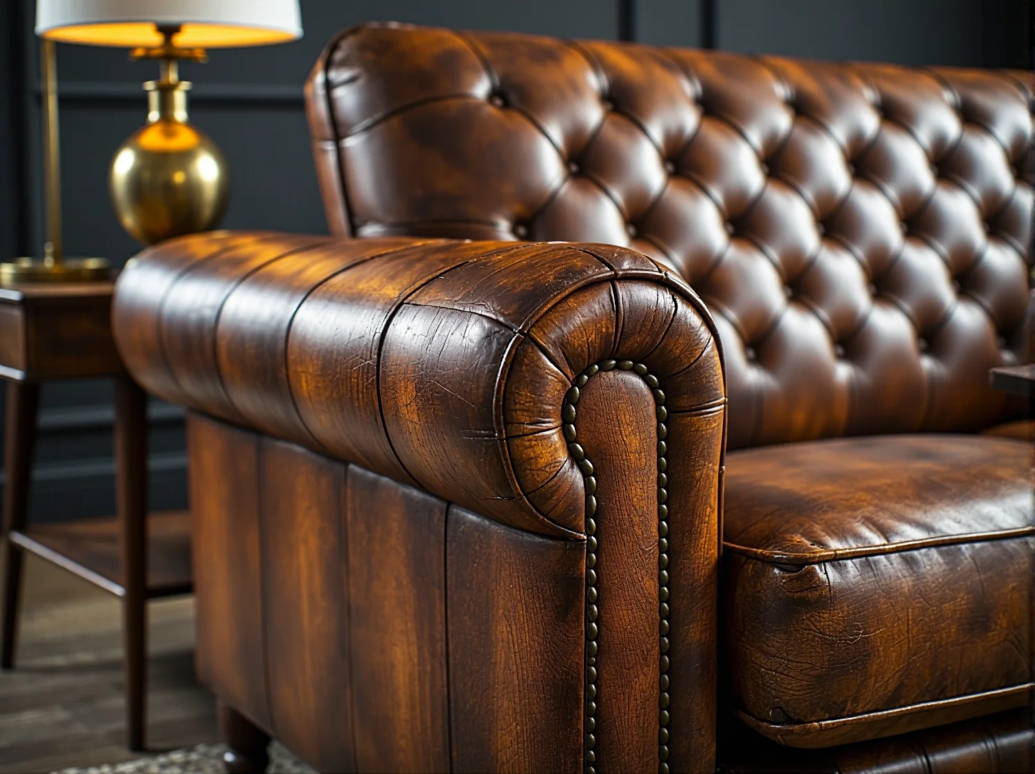 Skórzana sofa w tradycyjnym wiktoriańskim klubie.