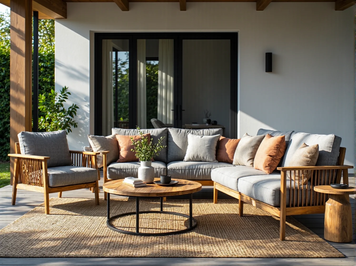 Detale solidnych materiałów mebli odpornych na zmienne warunki atmosferyczne