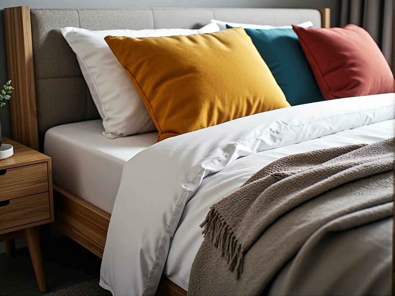 Wielofunkcyjne meble w nowoczesnej aranżacji bardzo małej sypialni w bloku