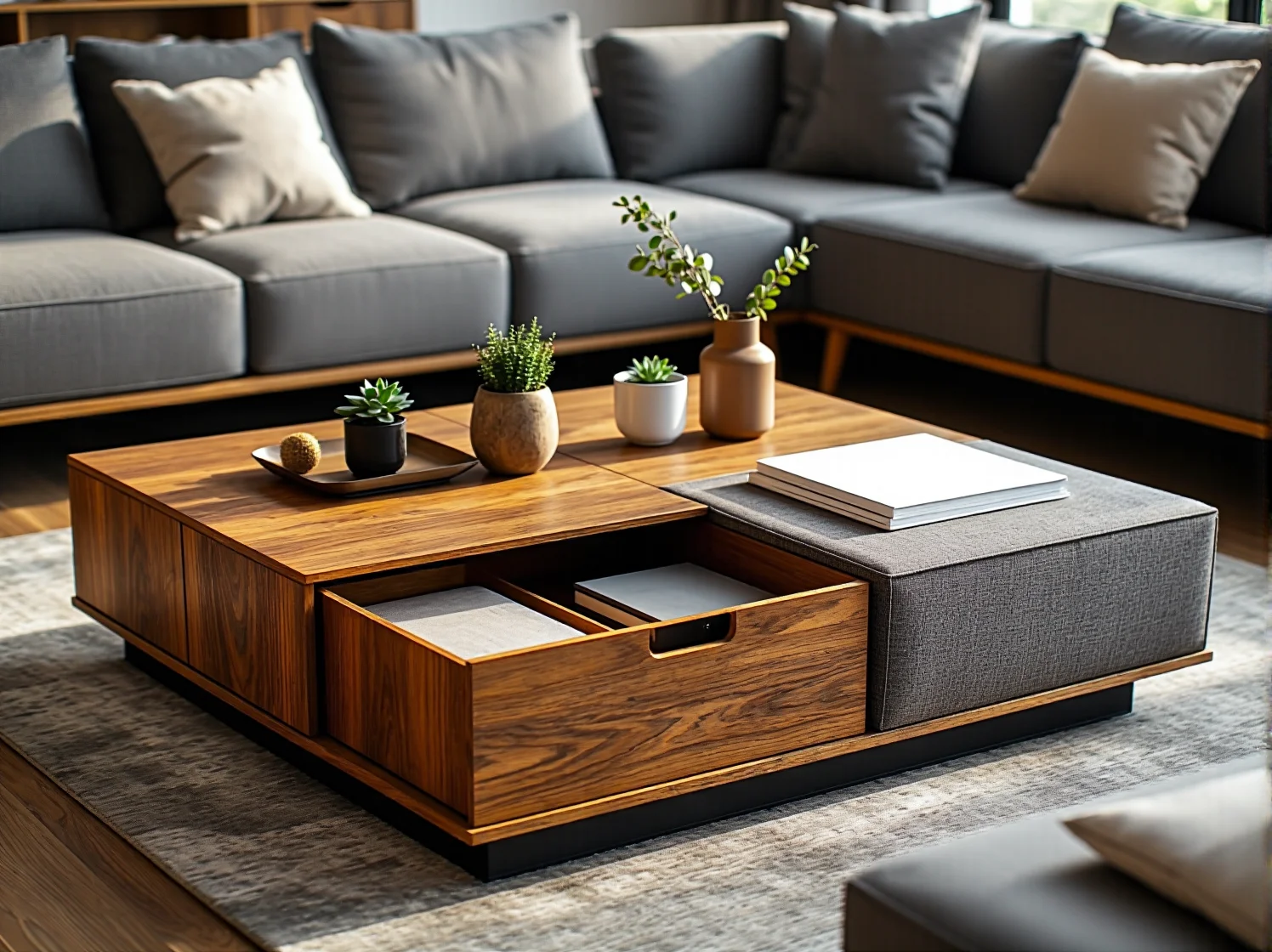 Wielofunkcyjny stolik modułowy do jadalni w małym mieszkaniu